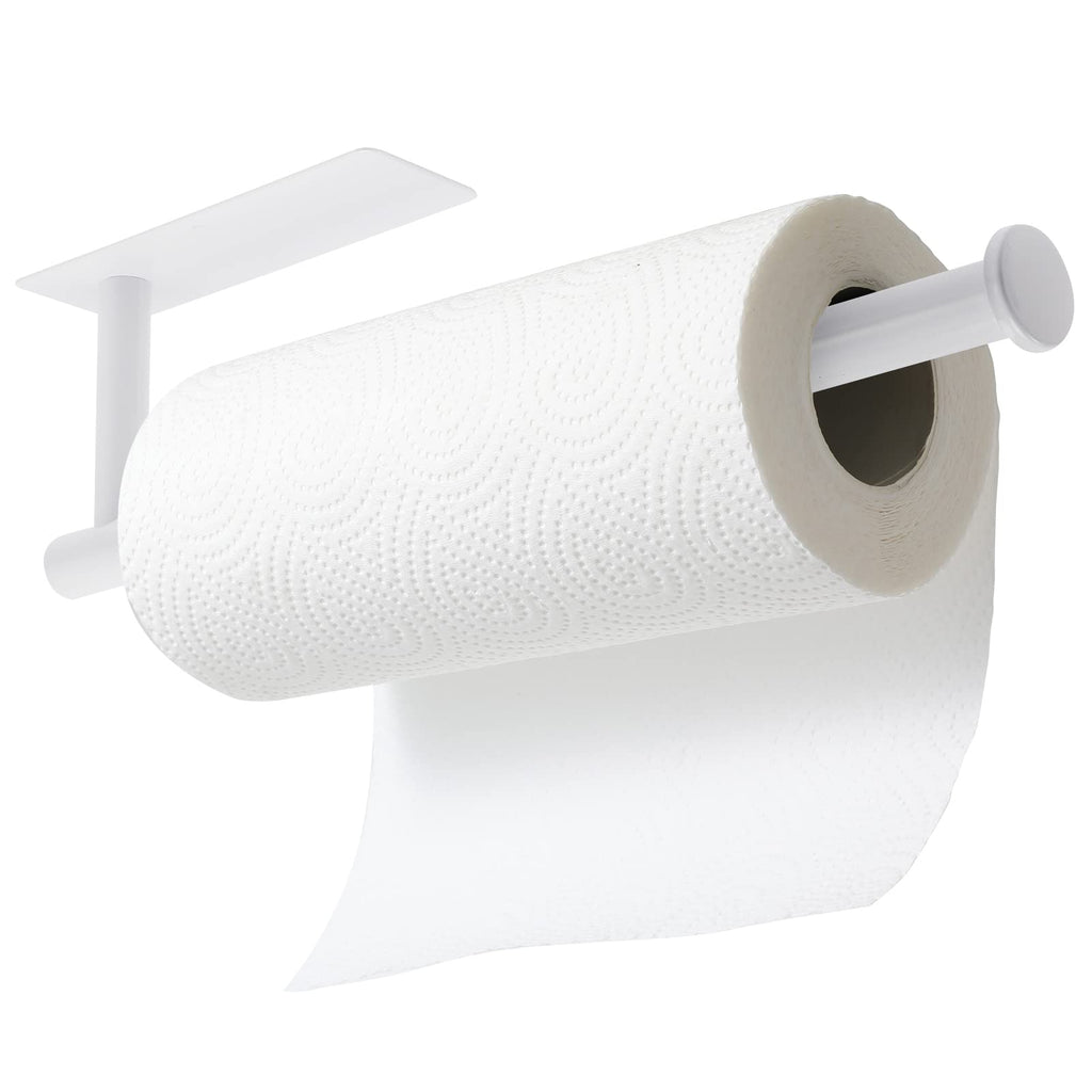 theaoo Paper Towel Holder - Under Cabinet Paper Towel Holder for Kitchen, Adhesive Paper Towel Roll Rack for Bathroom Towel, Wall Mounted Matte Black Paper Towel Rack, SUS304 Stainless Steel(1, Black)