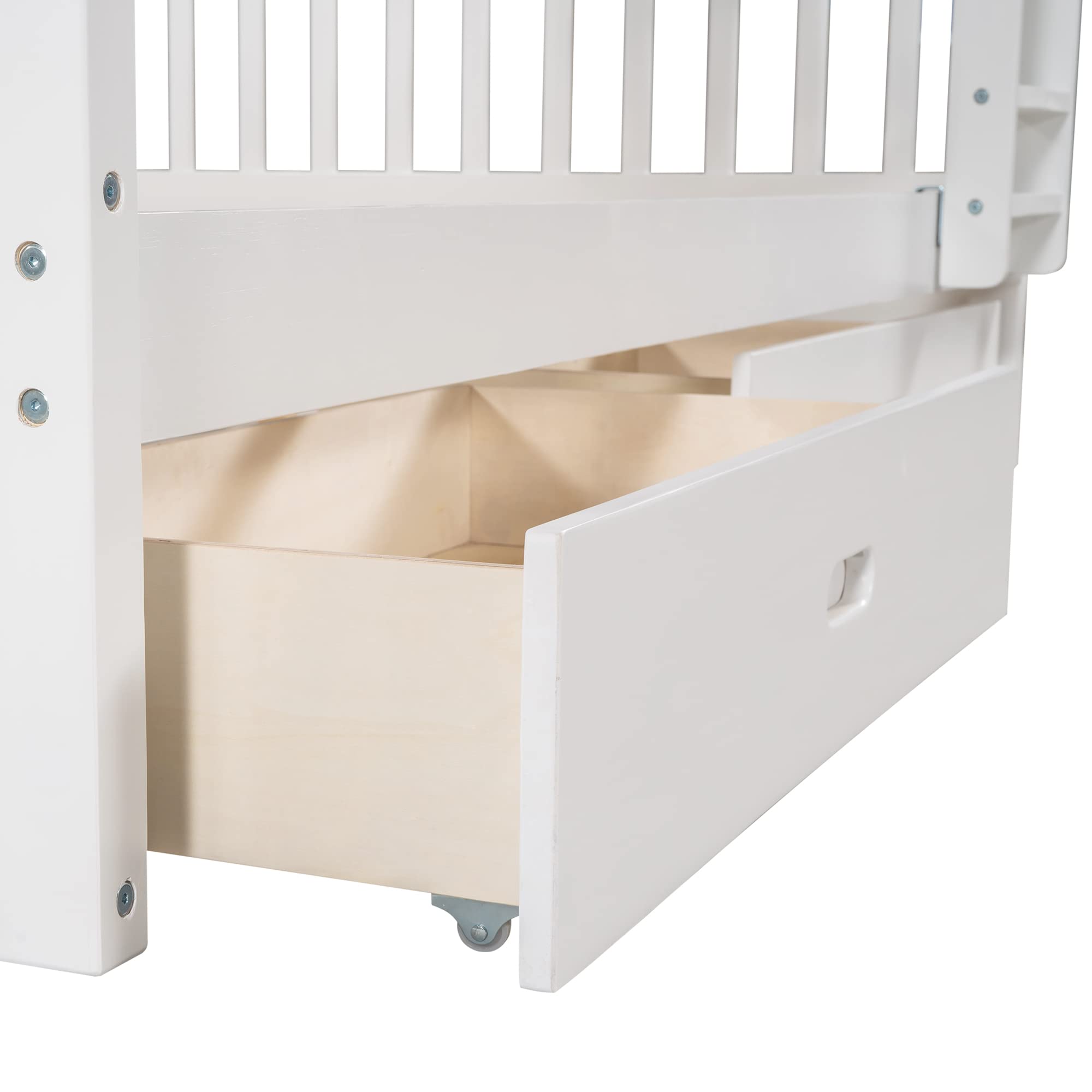 Merax Wood Bunk Bed with Two Drawers,Convertible Wood Bunk Bed with Ladders and Two Storage Drawers,Solid Wood Detachable Bed Frame with Ladders, Twin Over Full Size, Espresso