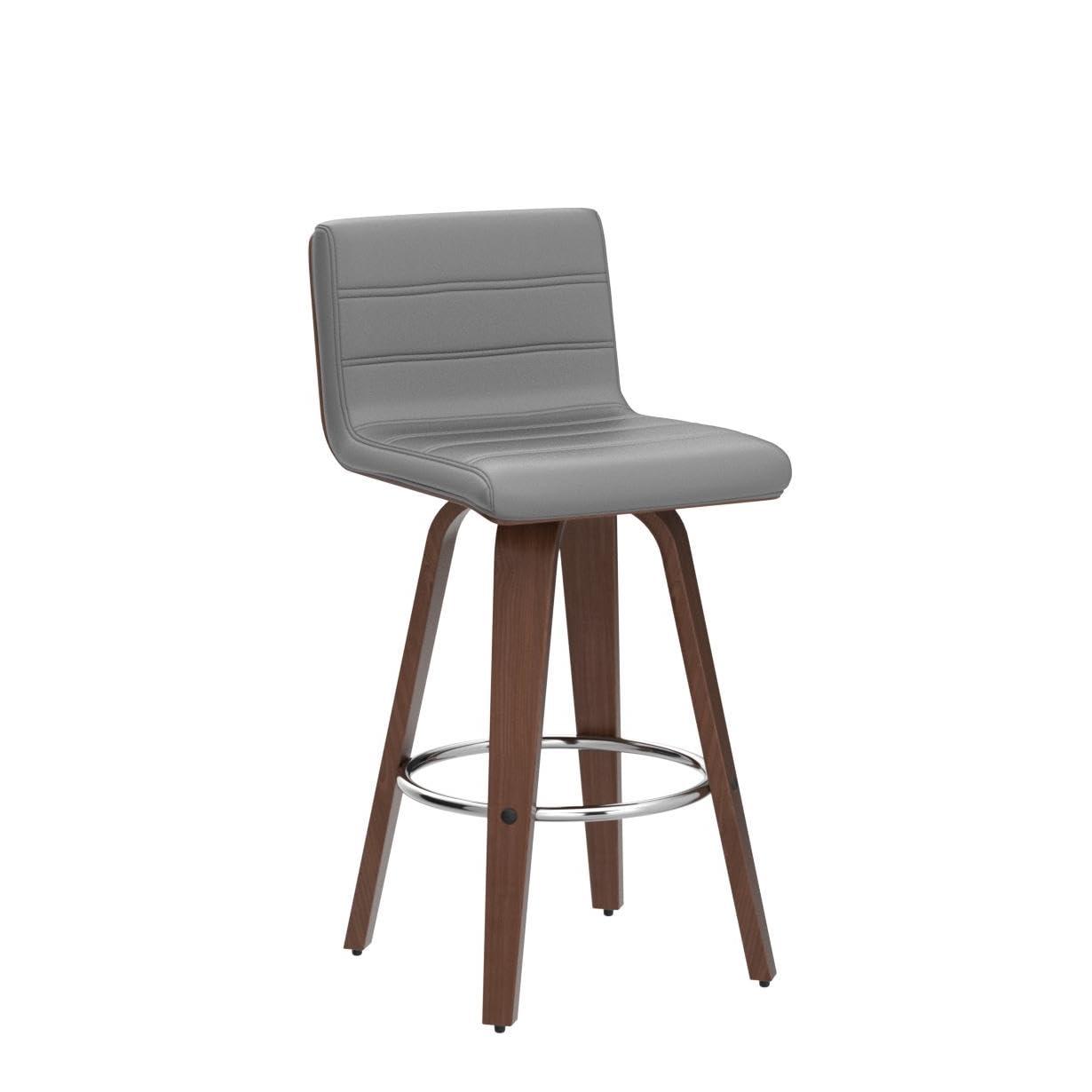 Bar Stools 29 Inch Bar Height, Swivel Bar Stools with Backs Upholstered PU Leather Barstool, L Shape Back and Padded Seat, Mid-Century Modern Bar Stool Pub Chairs for Kitchen Counter Island, Black