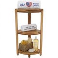 DecoTeak Teak Corner Shower Shelf – 2 Tier Waterproof Bathroom Storage Organizer Compact Wood Storage | Water-Resistant Design | Space Saver for Showers & Small Bathrooms | Shaving Foot Rest