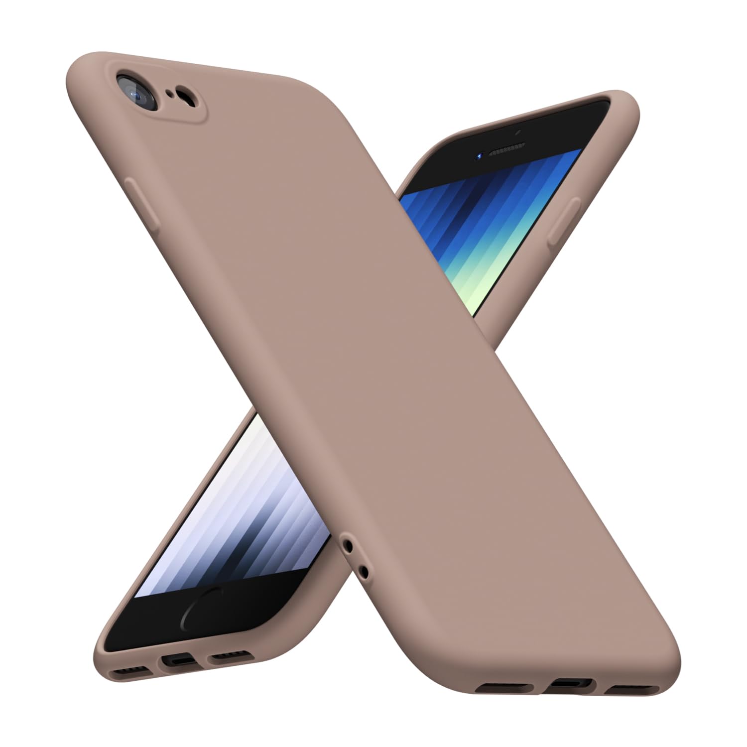 LoeoeL for iPhone 8 Plus/ 7 Plus Phone Case Silicone, Minimalist Ultra Thin Slim Soft Rubber Gel Solid Color Matte TPU Cute Case for Women, Girly Aesthetic Design & Camera Cover, Beige Stone Cream