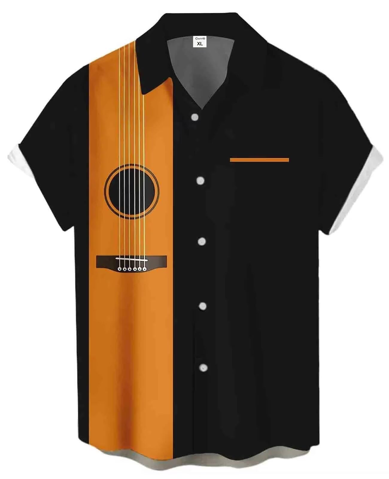 Bowling Shirts for Men Print Short Sleeve Regular Fit Hawaiian Casual Button Down Beach Shirts