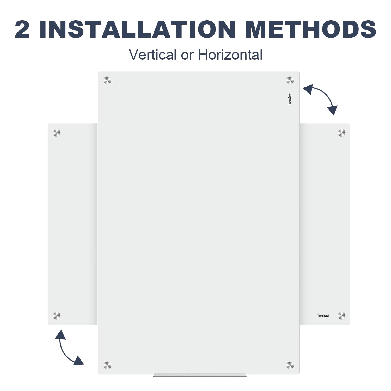 Dry Erase Board Black Magnetic Glass Whiteboard, TANKEE Modern Large Frameless Tempered Glass White Board for Wall, Office, School, Home, 36” x 24”, 3' x 2' White Board