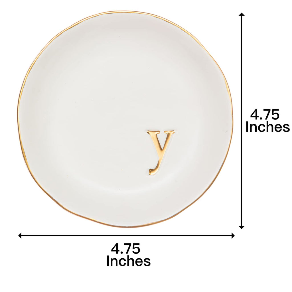COLLECTIVE HOME - Ceramic Jewelry Tray, Decorative Trinket Dish for Rings Earrings Necklaces Bracelet Watch Keys, Birthday Mother's Day Christmas Gift for Women, 4.75", White Surface (A)