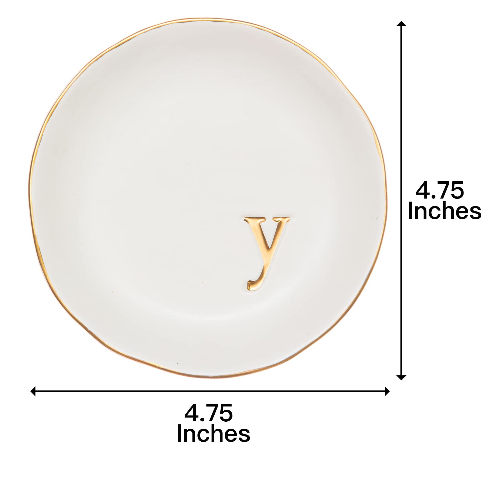 COLLECTIVE HOME - Ceramic Jewelry Tray, Decorative Trinket Dish for Rings Earrings Necklaces Bracelet Watch Keys, Birthday Mother's Day Christmas Gift for Women, 4.75", White Surface (A)
