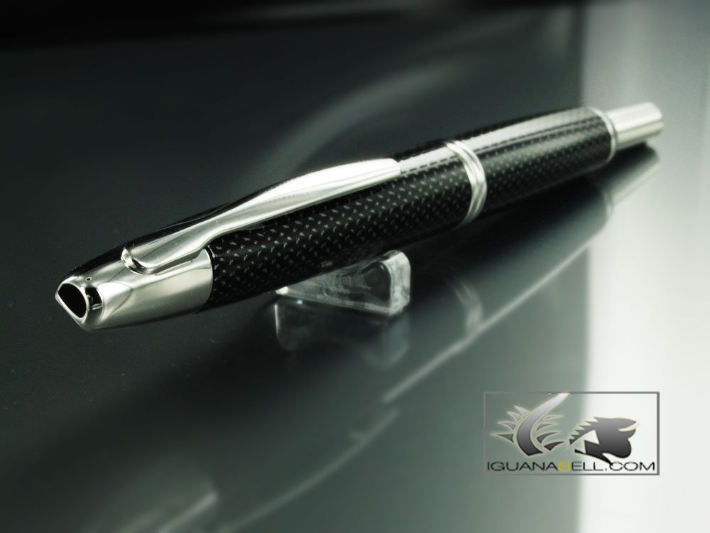 PILOT Vanishing Point Collection Refillable & Retractable Fountain Pen, Black Carbonesque Barrel with Rhodium Accents, Blue Ink, Medium Nib (60246)