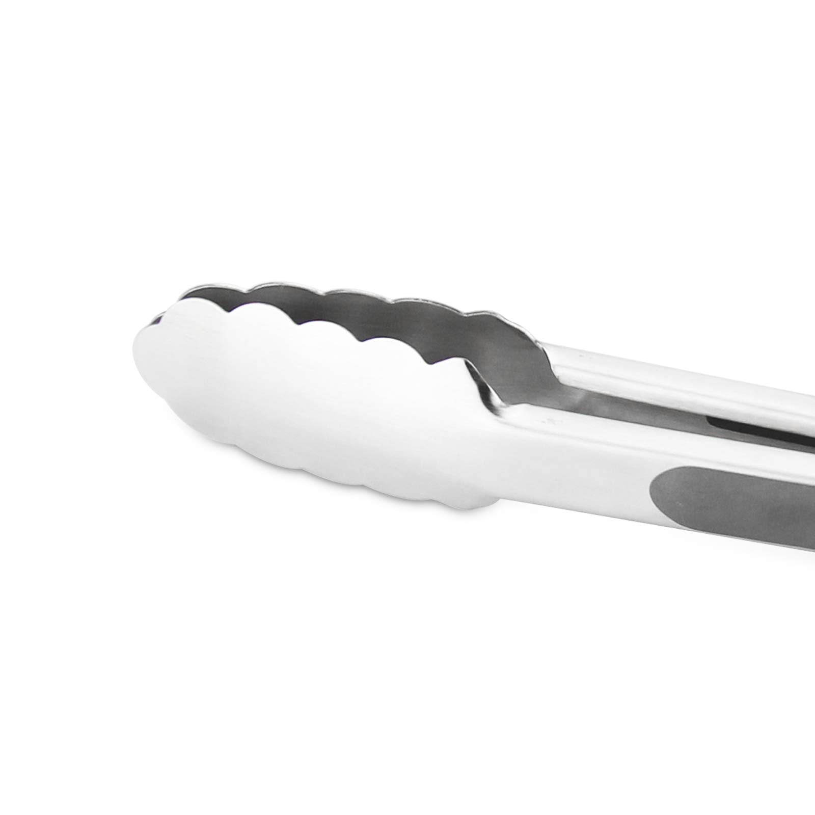 304 Stainless Steel Kitchen Cooking Tongs, 9" and 12" Set of 2 Sturdy Grilling Barbeque Brushed Locking Food Tongs with Ergonomic Grip, Black