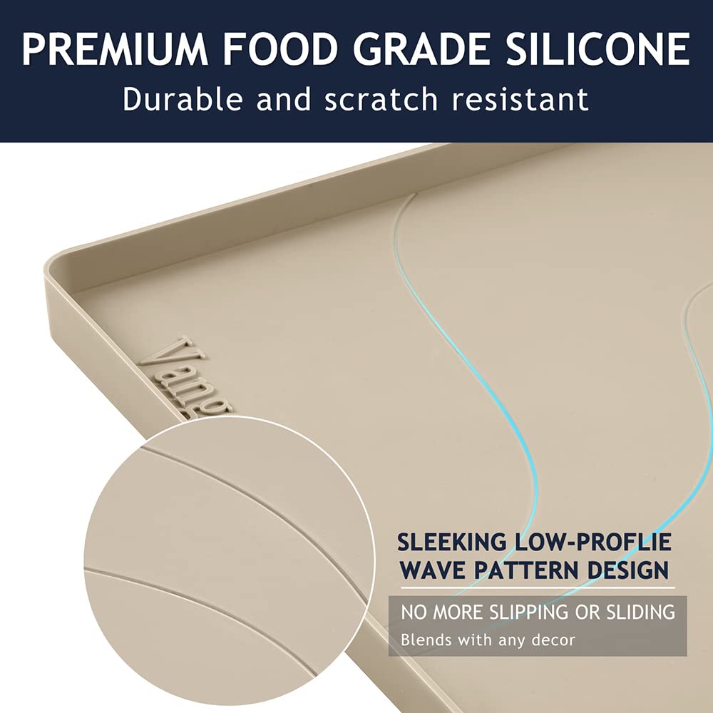 Heavy Duty Silicone Under Sink Mats for Kitchen Waterproof 19" x 19", Extra Thick Under Sink Rubber Mat Drip Tray, Raised Edge Under Sink Liner,Prevent Drips, Leaks, Spills,Beige