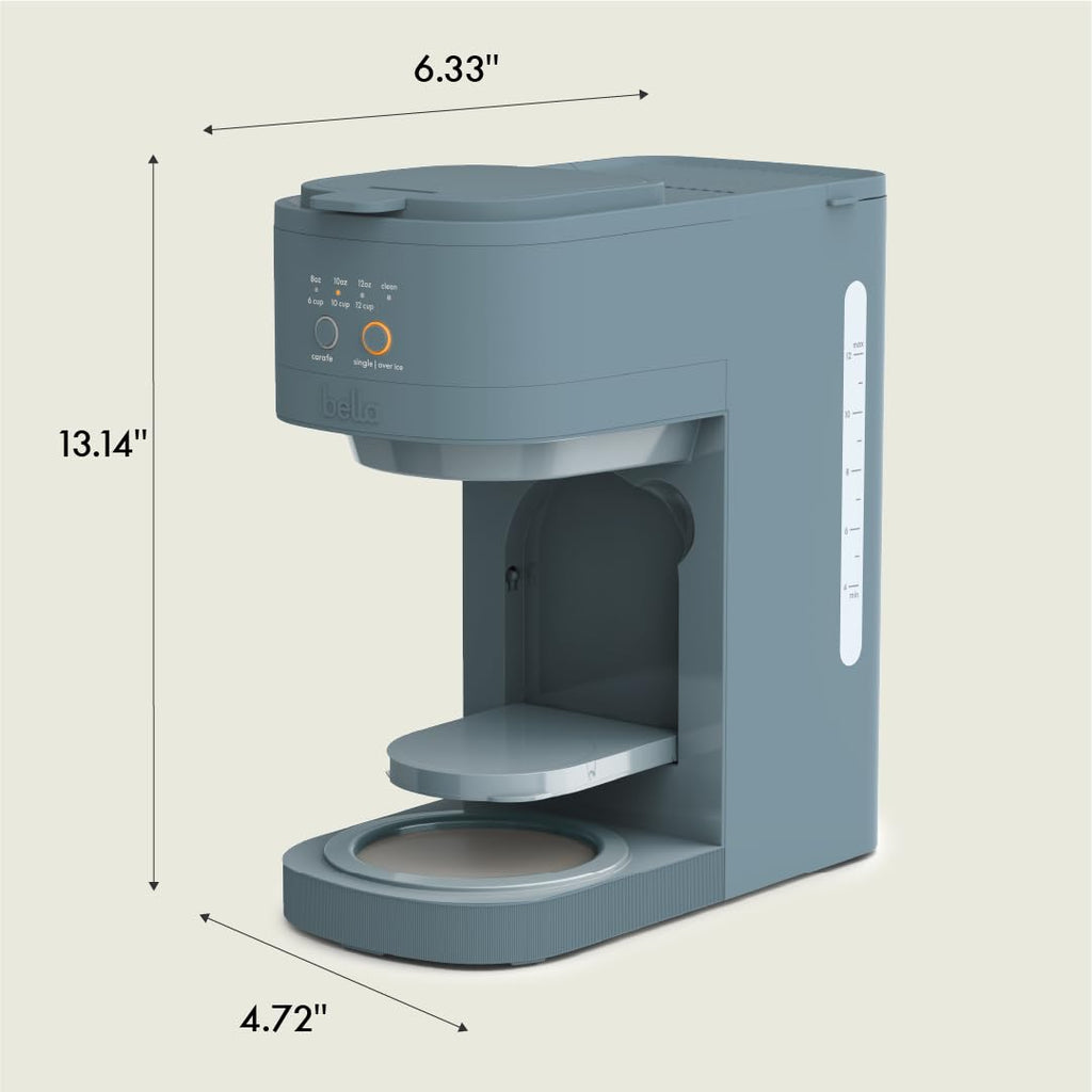 BELLA VersaBrew 2-in1 Coffee Maker, K-Cup compatible, Brew 3 Sizes Carafes & Single Serve Cups, Dishwasher Safe Reusable Filter & Filter Holder, Iced Coffee Function, 60oz Tank, Blossom