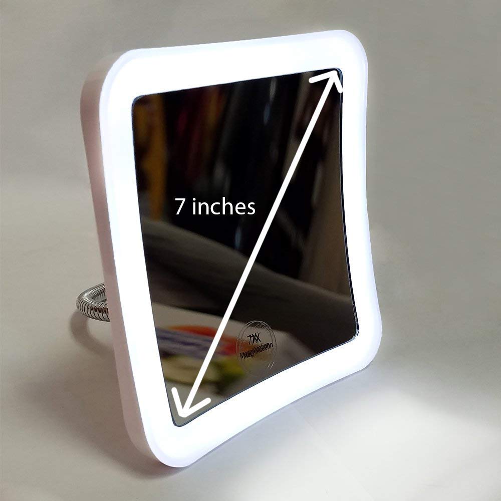 SunplusTrade Makeup Mirror with LED Lights and 7X Magnification, Portable Cordless Design Suction Cup Mirror for Home and Travel with Flexible Gooseneck to Adjust to Any Position Easily