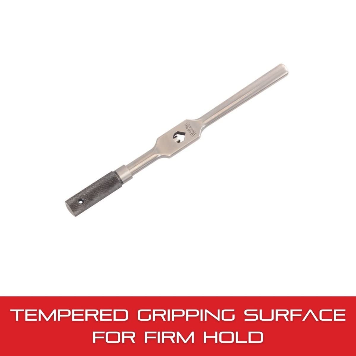 Starrett Tap Wrench for No. 0-14 Taps - Firm Grip on Round/Square Shanks, Heat-Treated Surface, 1/4" Square, 3-5/8" Body Length - 174