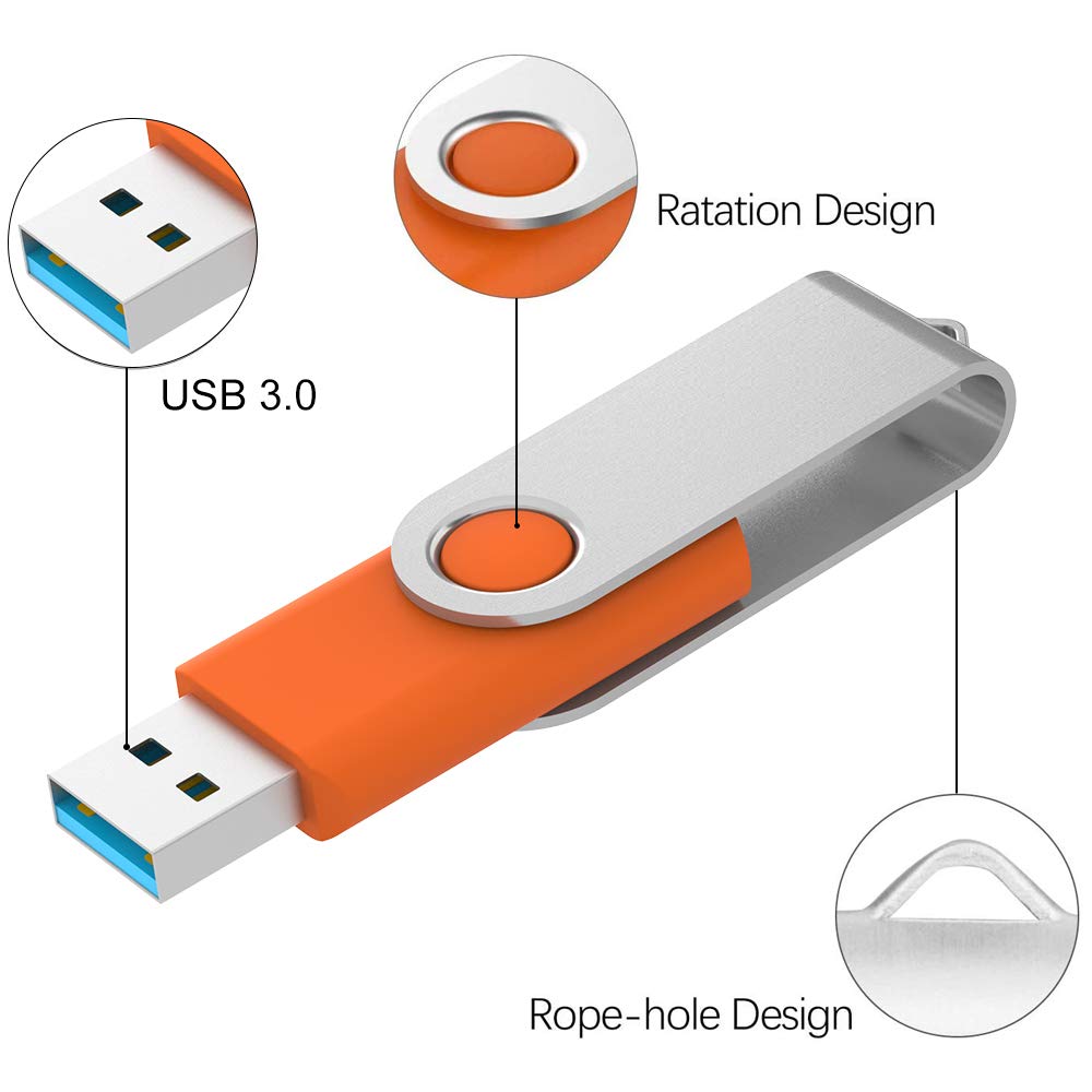 KOOTION 10 X 1GB USB Flash Drive 1gb Flash Drive Swivel Thumb Drive Memory Stick Keychain Design Blue