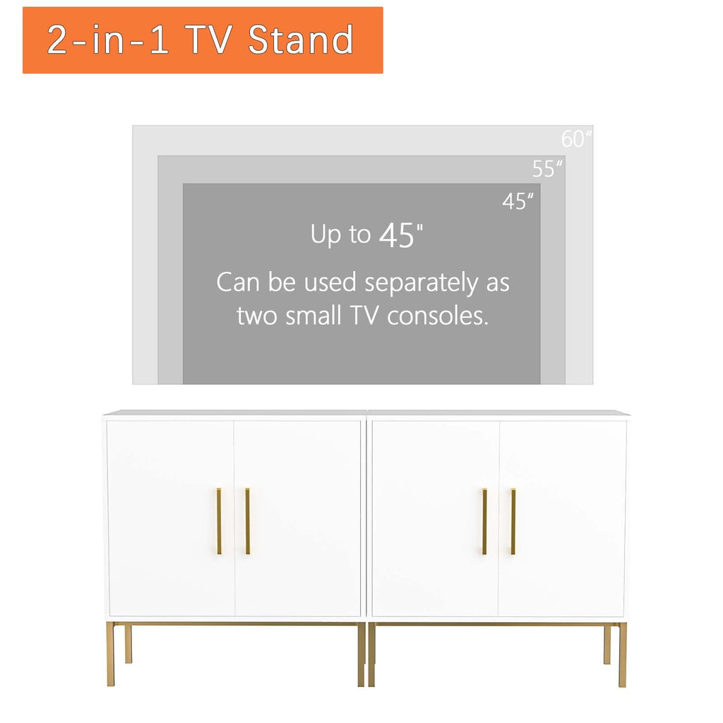 LYNSOM TV Stand for 55 Inch TV, Media Console Table with 2 Cabinets, Storage for Bedroom, Living Room, Entertainment Room (Black)