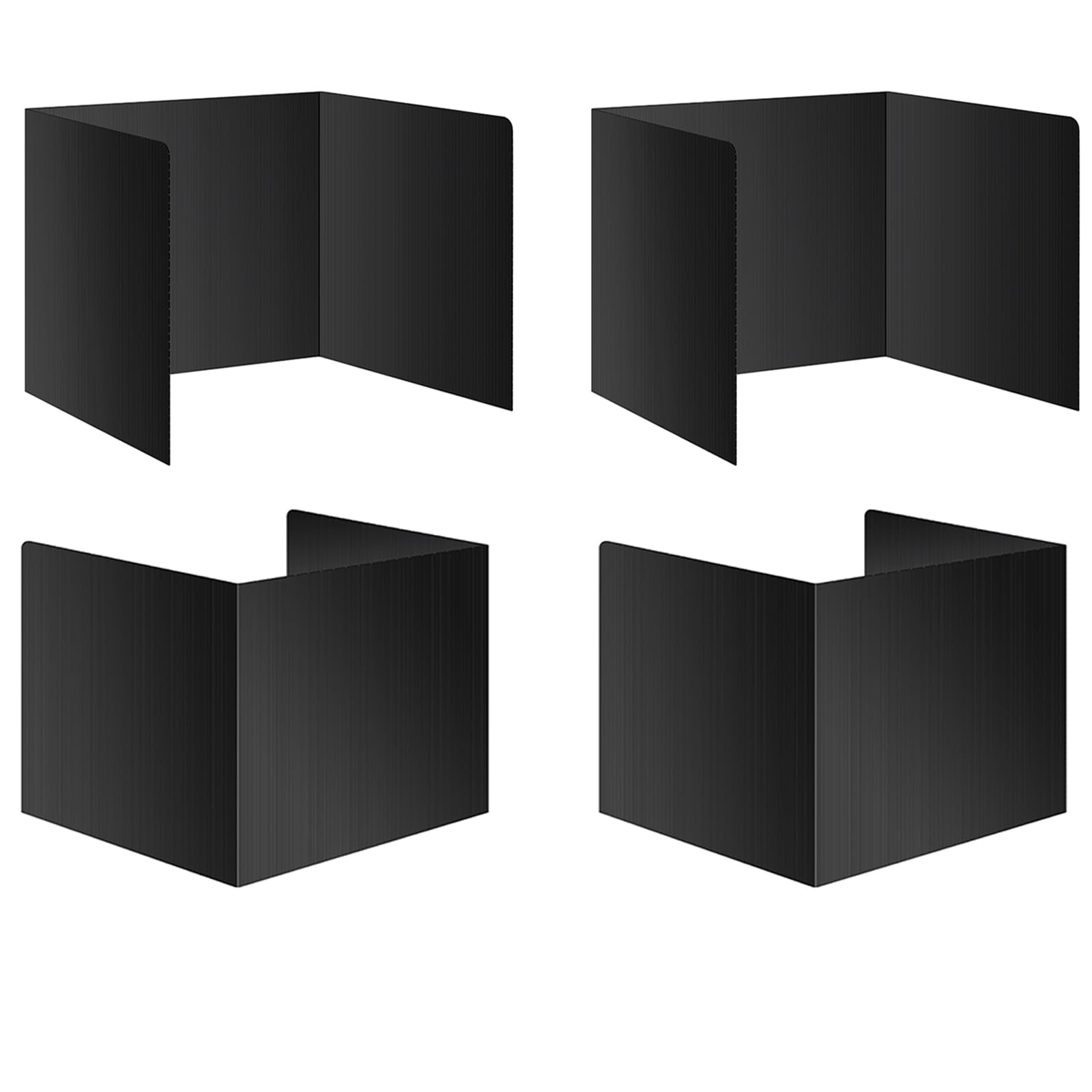 Black 4-Pack Desk Dividers for Students, Waterproof Durable Plastic Study Carrel Dividers, Easy to Clean, Privacy Classroom Shield Folder Boards for Student Desk