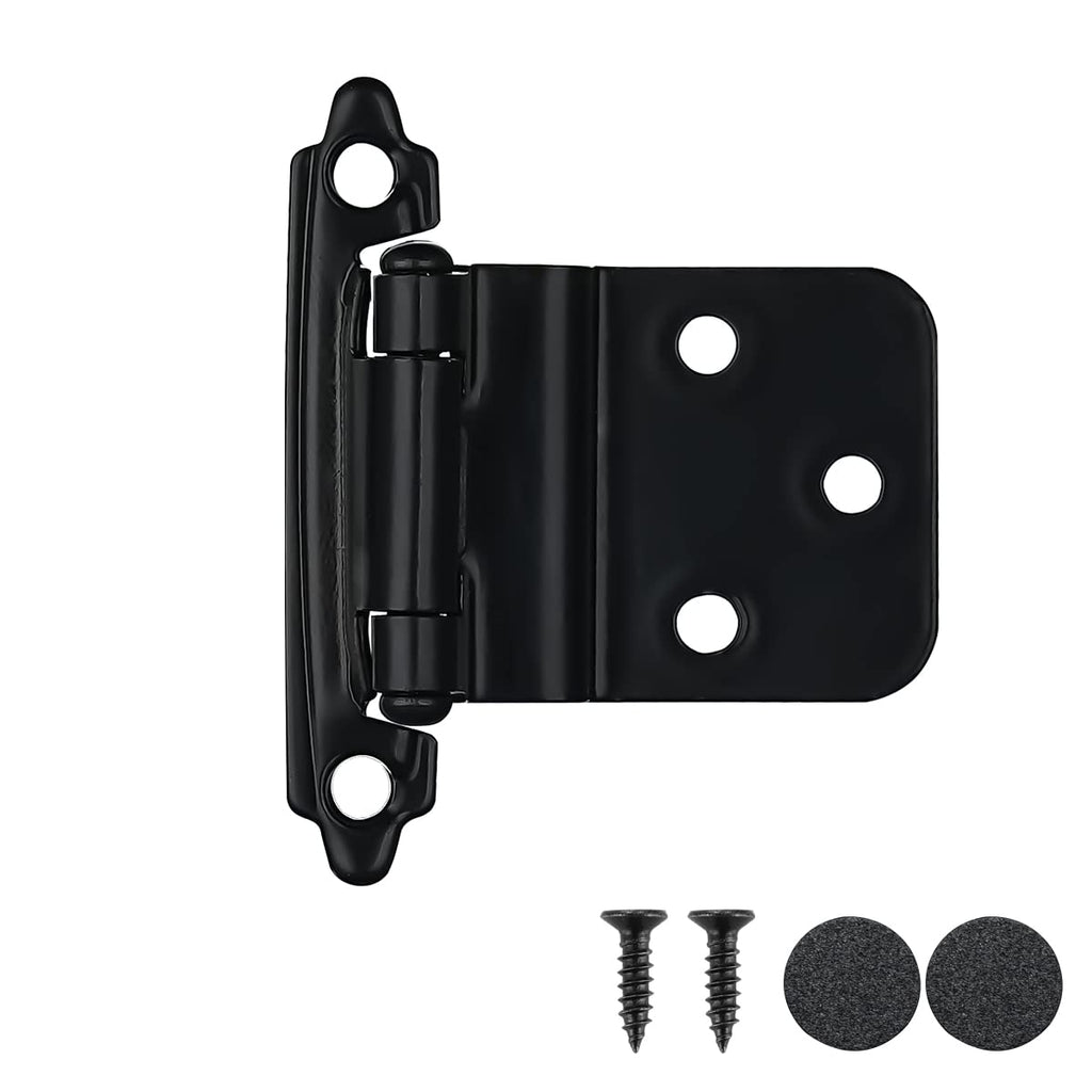 JQK 3/8 Inch Inset Cabinet Door Hinges Oil Rubbed Bronze, 4 Pack 2 Pairs Flush Face Mount Cupboard Self-Closing Kitchen Cabinet Hardware Hinges with Door Bumper, CH201-ORB-P4