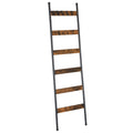 HOOBRO Blanket Ladder, 5-Tier Towel Rack with Hooks, Wall-Leaning Blanket Rack, Decorative Display Ladder Shelf, Scarves, Industrial, Living Room, Bedroom, Black BB52CJ01
