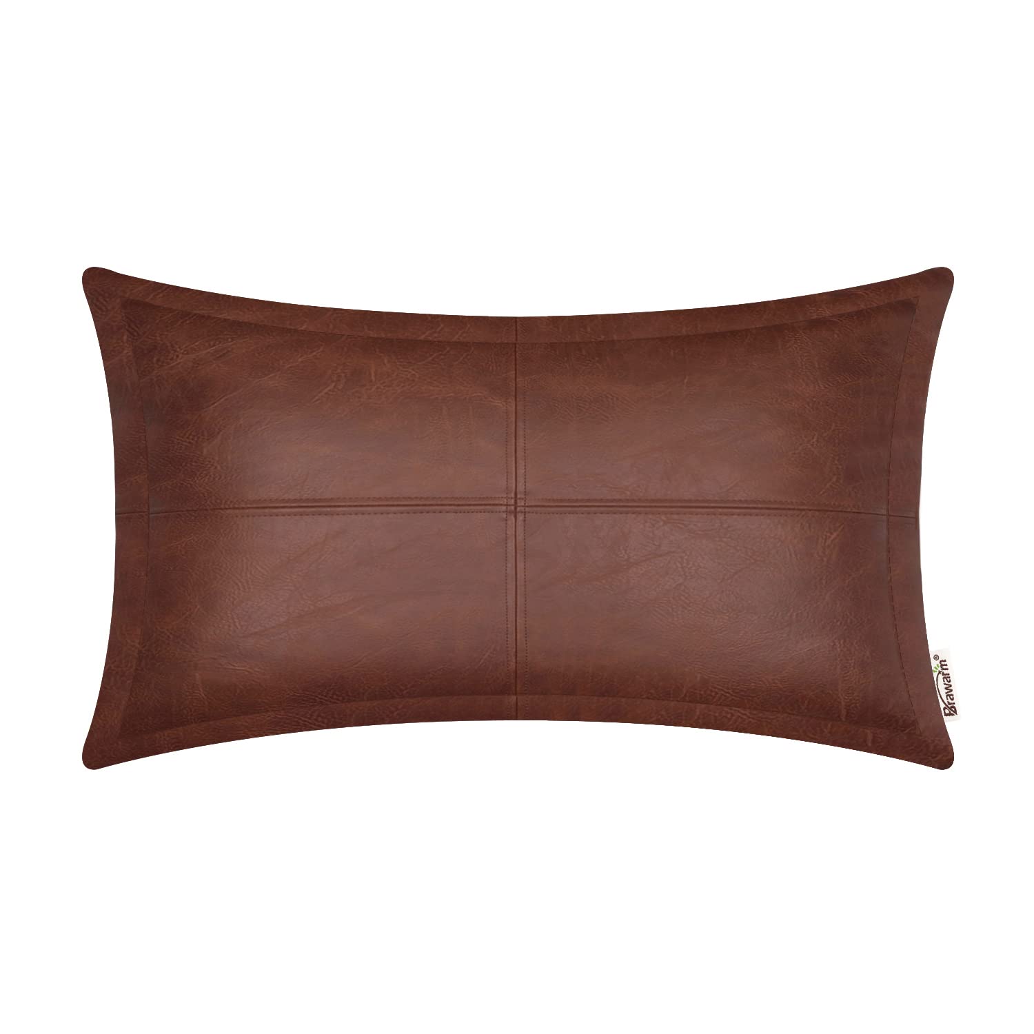 BRAWARM Faux Leather Throw Pillow Covers 16 X 16 Inches, Black Leather Pillow Cover, Hand Stitched Leather Decorative Pillow Cover for Couch Sofa Bed Living Room Home Garden