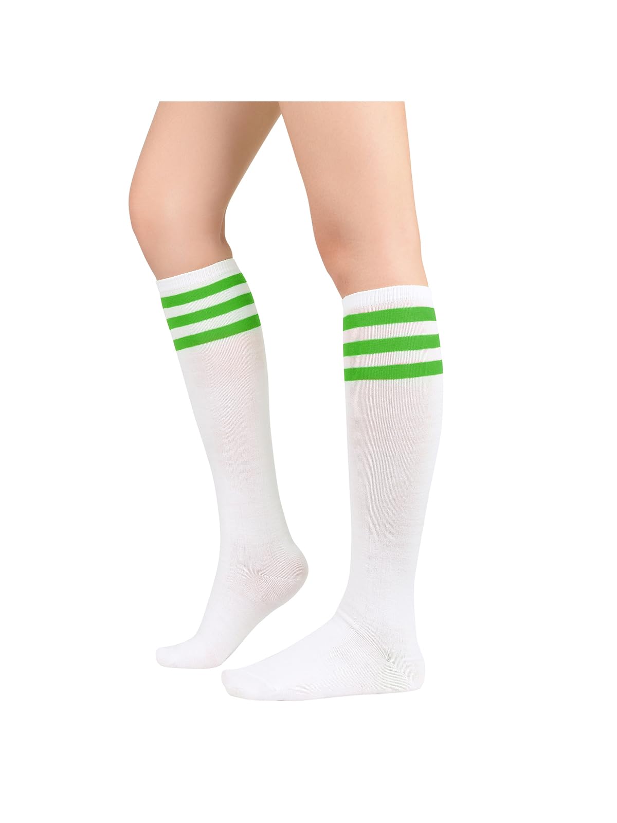 Century Star Knee High Striped Socks for Women - Long Thin Tube Sports Thigh High Socks Tall Stockings