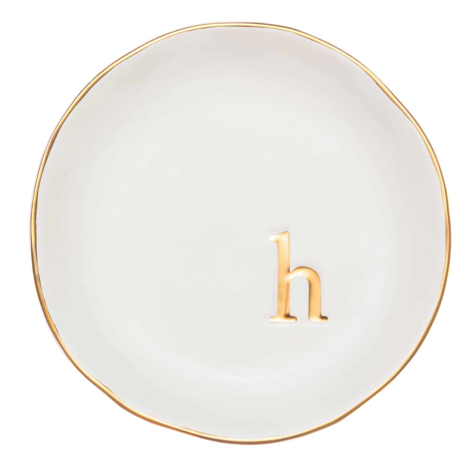 COLLECTIVE HOME - Ceramic Jewelry Tray, Decorative Trinket Dish for Rings Earrings Necklaces Bracelet Watch Keys, Birthday Mother's Day Christmas Gift for Women, 4.75", White Surface (A)