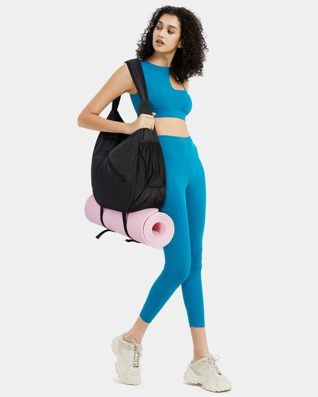 Ceneda Large Gym Bag for Women with Hidden Yoga Mat Holder & Shoe Compartment & Wet Pocket, Sports Duffle Bag for Travel
