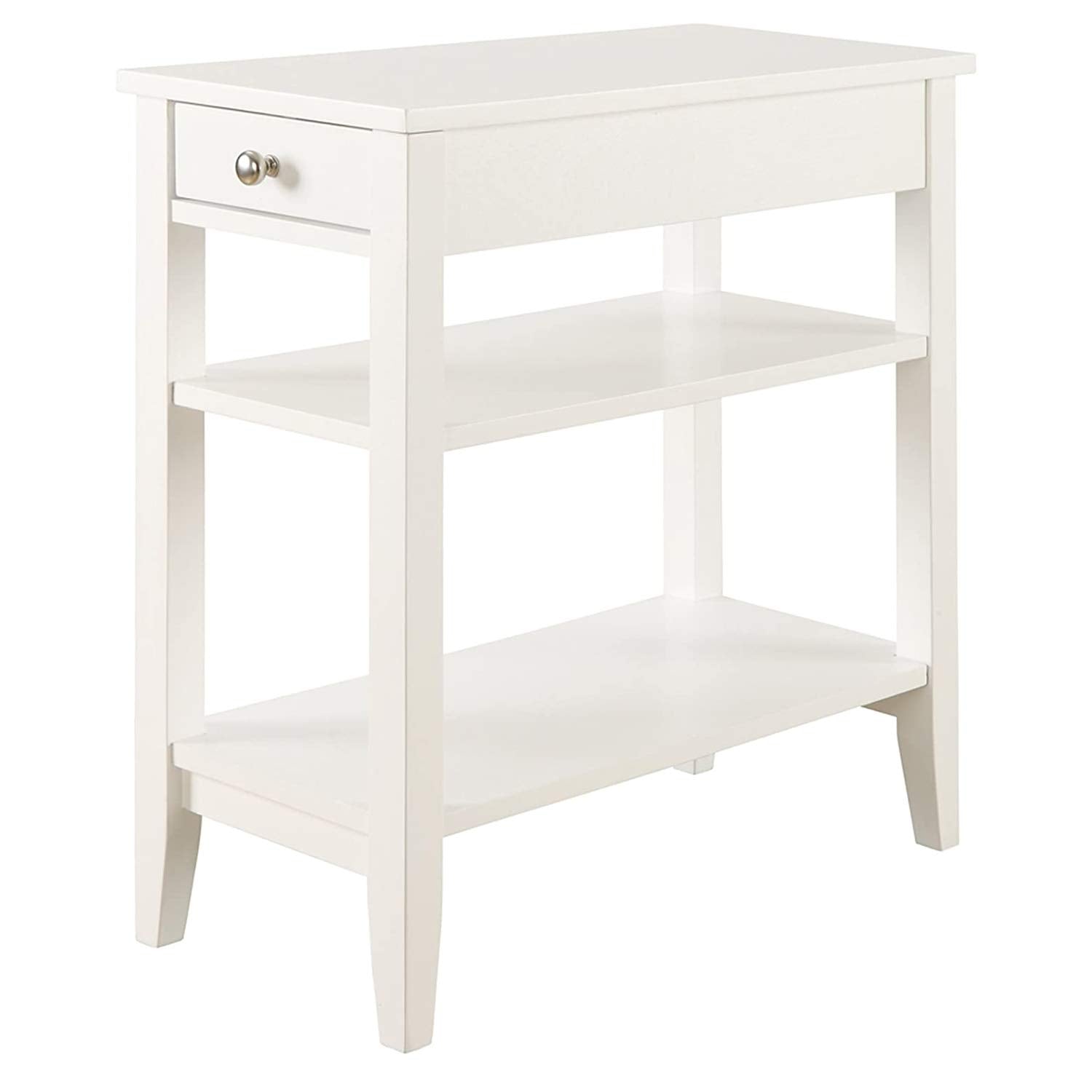 Convenience Concepts American Heritage Chairside End Table with Drawer 23.5" - Classic Living Room Table with Storage Shelf, Bedroom Nightstand, Black
