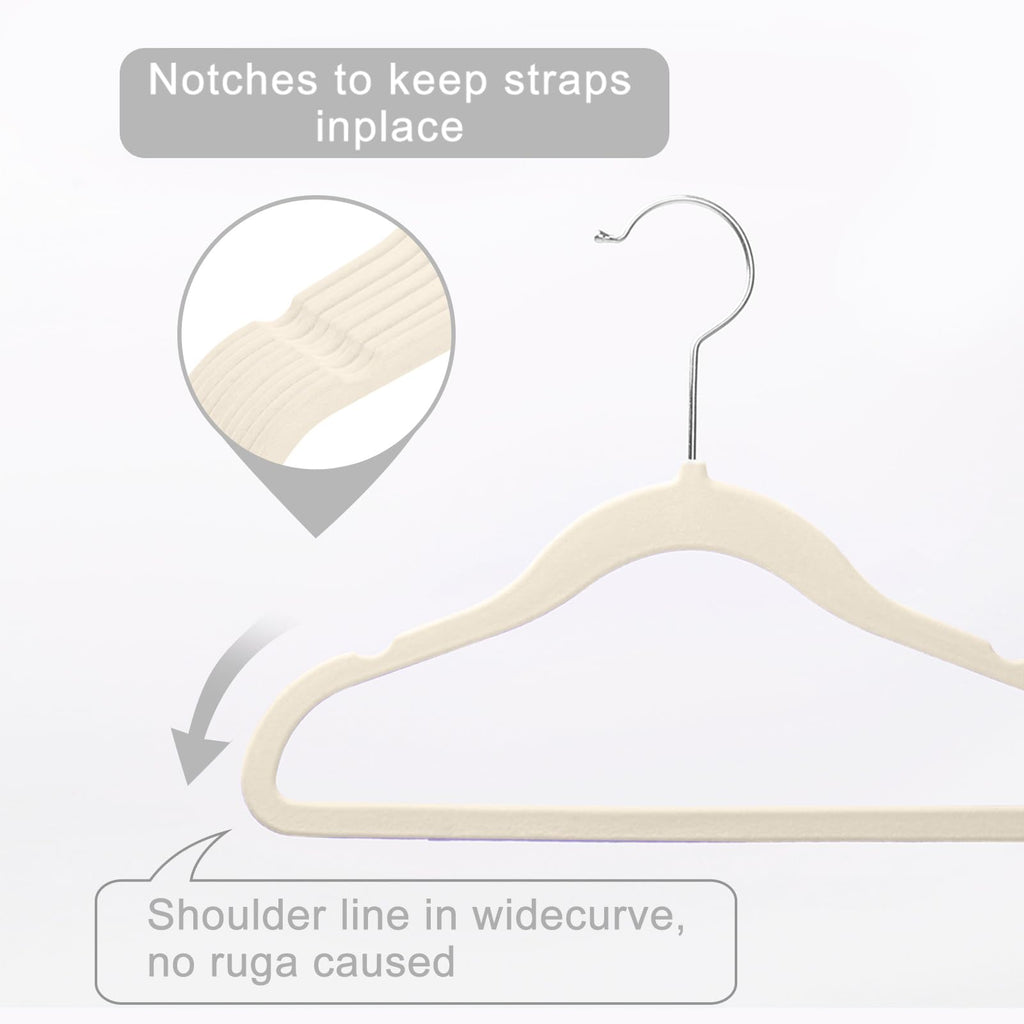 MIZGI Baby Velvet Hangers,Non-Slip Kids & Toddler Hangers,11.8 Inch Hangers for Baby Clothes,Pack of 50(Black/Black)