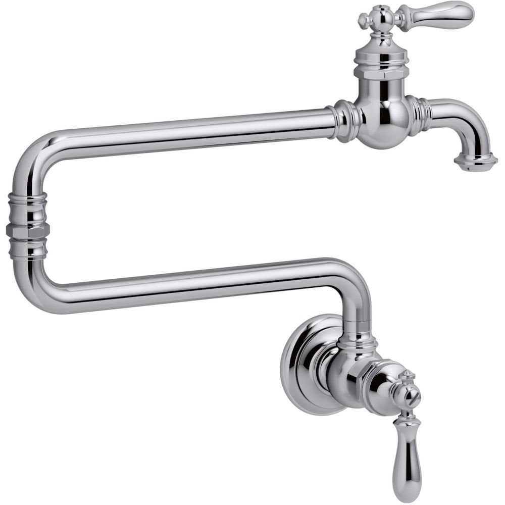 KOHLER 99270-BL Artifacts Wall-Mount Pot Filler, Pot Filler Faucet, Black Pot Filler, Kitchen Sink Pot Filler Faucets, Matte Black