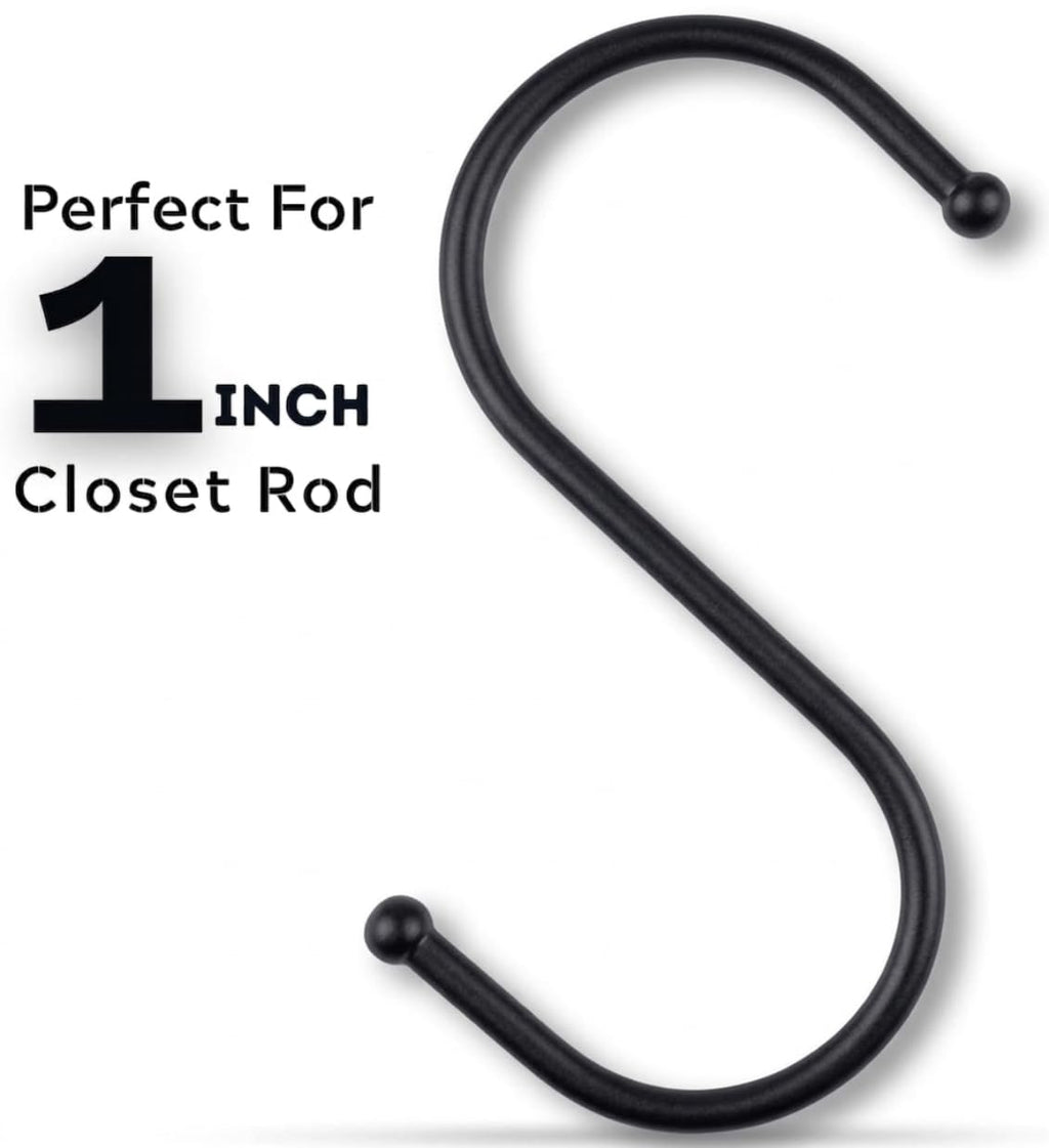 WHITECLOUDZ 20-Pack Black S Hooks for Hanging Plants, Metal S Hooks for Hanging Heavy-Duty, Closet Hooks for Hanging Clothes, Durable Kitchen Hooks for Hanging Utensils, Pots, Clothes & Bag