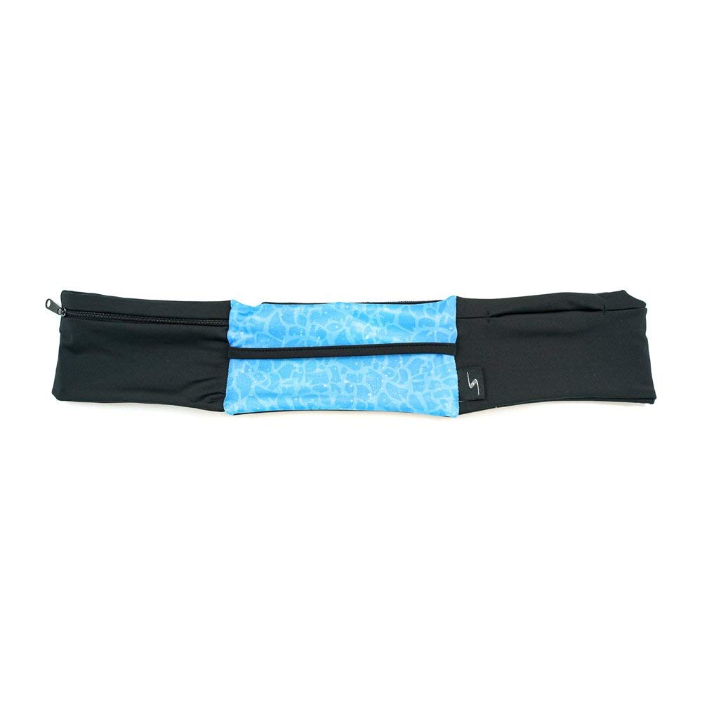 3 Pocket Adjustable Running Belt Waist Pack, Fanny Pack For Working Out With Sweat Resistant Backing, Holds All iPhone Models (Black/Black, X-Small)
