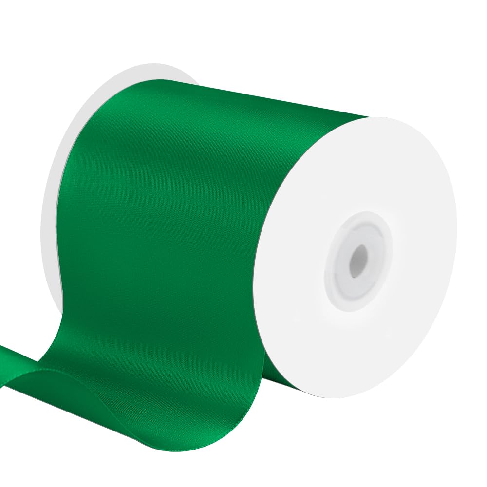 1" Wide x 100 Yards Single Face Polyester Satin Ribbon, Satin Ribbon for Crafts, Gift, Hair Bows, Wedding Party Decoration, Bow Making & Other Projects (Apple Green)