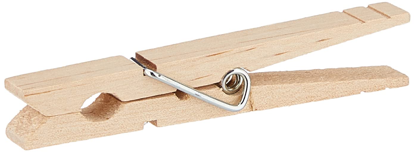 Honey-Can-Do DRY-01374 Wood Clothespins with Spring, 24-Pack, 3.3-inches Length,Brown