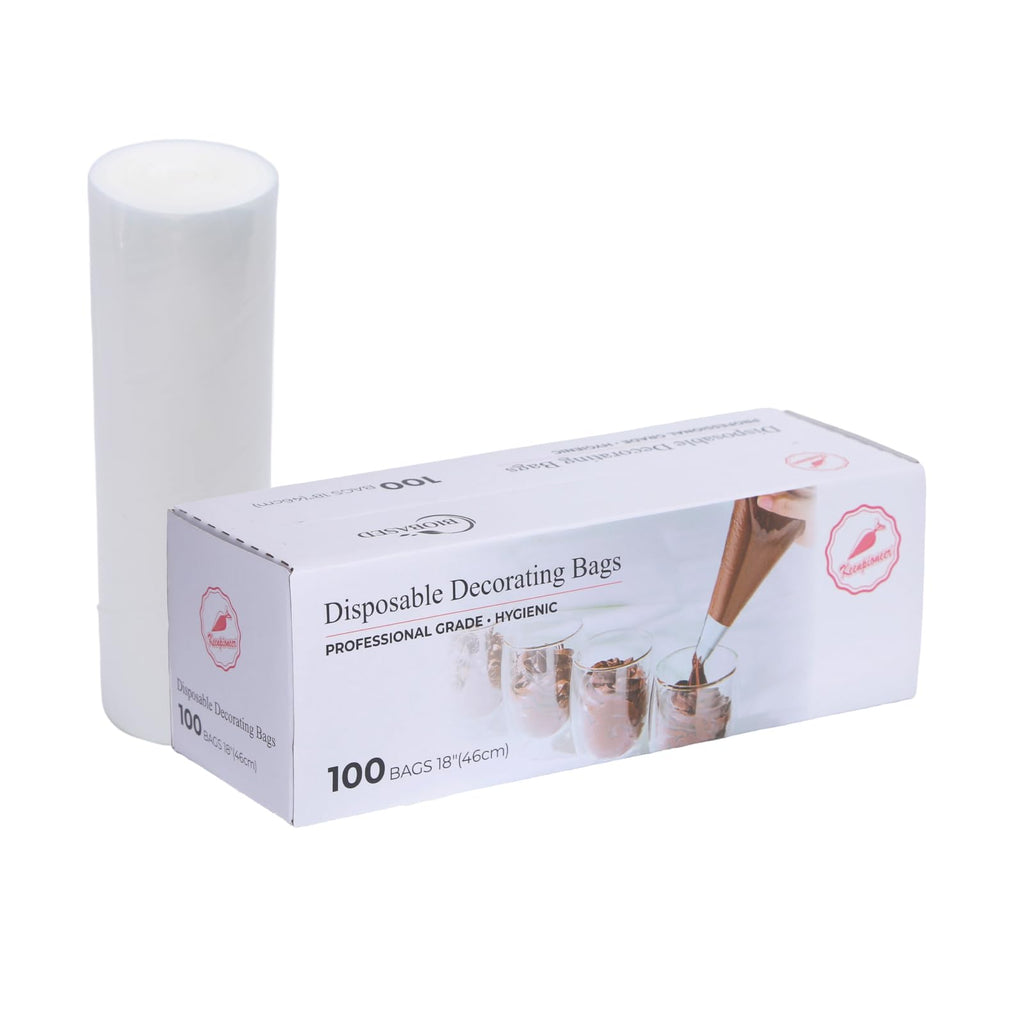 Keenpioneer 18-Inch Piping Bags, Large Capacity, Biobased Disposable Cake Decorating Pastry Bag - Pack of 100