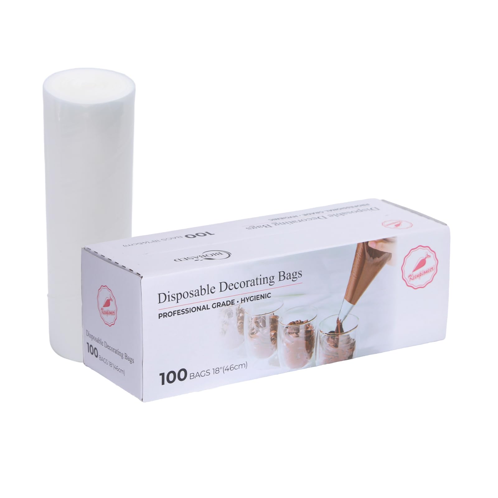 Keenpioneer 18-Inch Piping Bags, Large Capacity, Biobased Disposable Cake Decorating Pastry Bag - Pack of 100