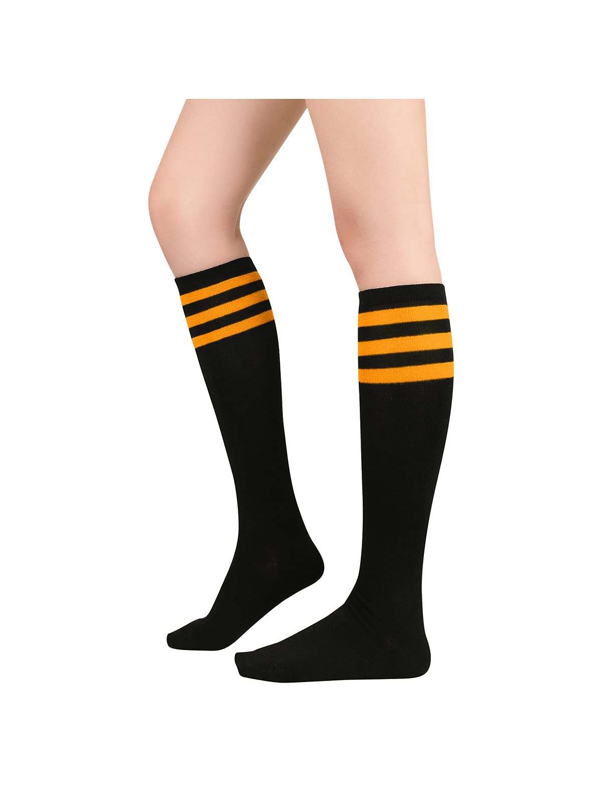 Century Star Knee High Striped Socks for Women - Long Thin Tube Sports Thigh High Socks Tall Stockings
