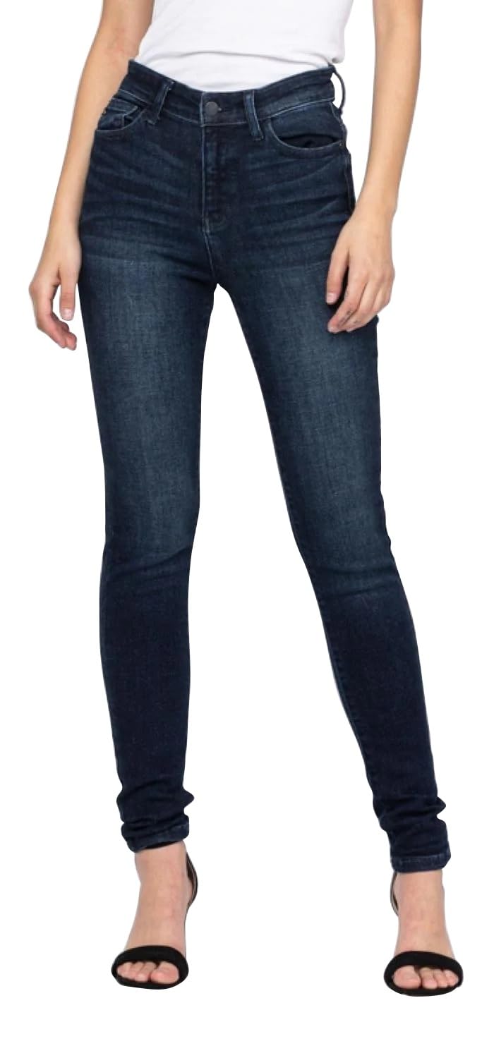 Judy Blue Women's High Waist Skinny Jeans - Super Dark Wash, Stretch Denim, 93% Cotton, Comfortable & Flattering Fit 82132
