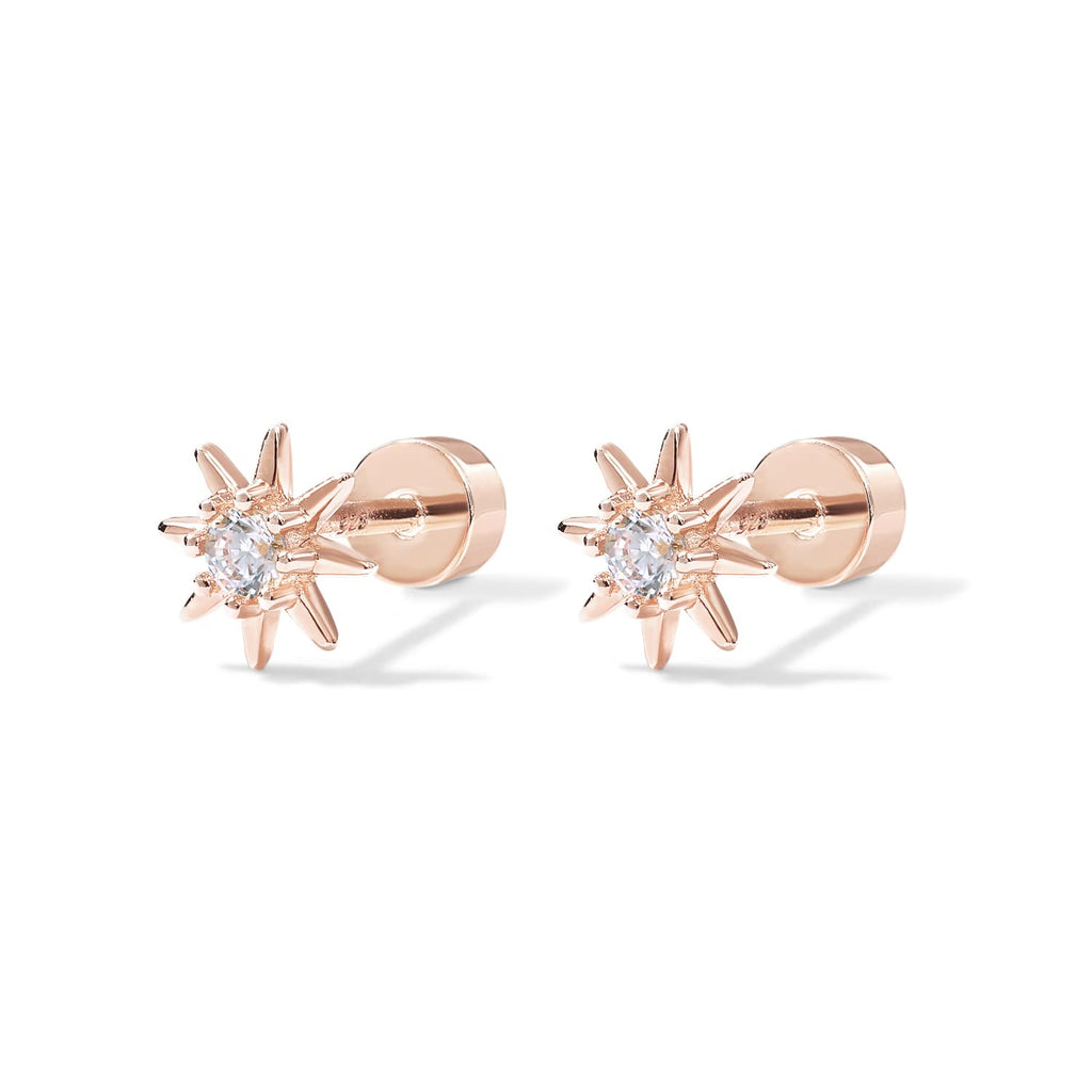 PAVOI 14K Gold Plated Flat Back Earrings | Solid 925 Sterling Silver Posts | Helix Cartilage Earrings for Women | Cubic Zirconia Stud Earrings | Trending Fashion Jewelry