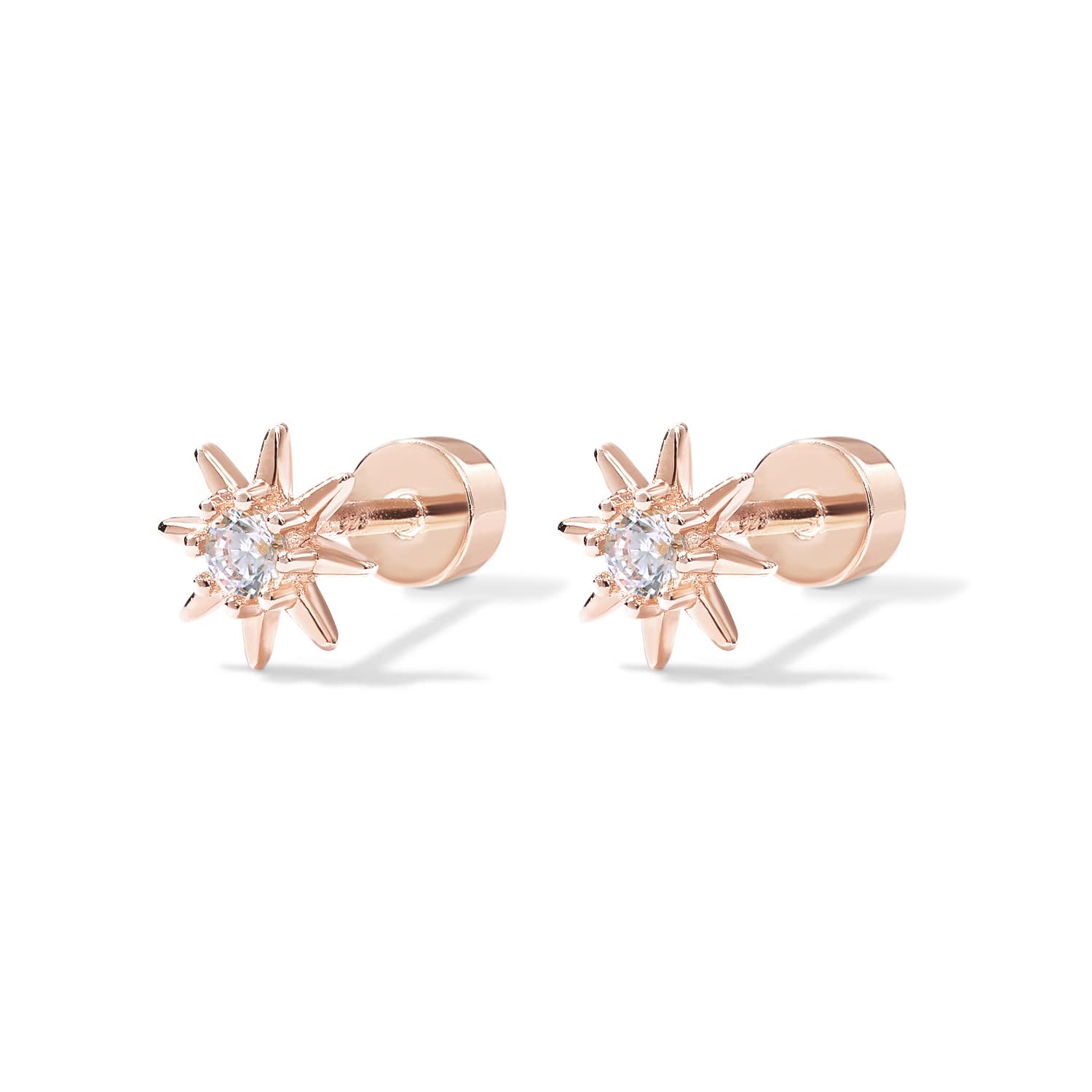 PAVOI 14K Gold Plated Flat Back Earrings | Solid 925 Sterling Silver Posts | Helix Cartilage Earrings for Women | Cubic Zirconia Stud Earrings | Trending Fashion Jewelry