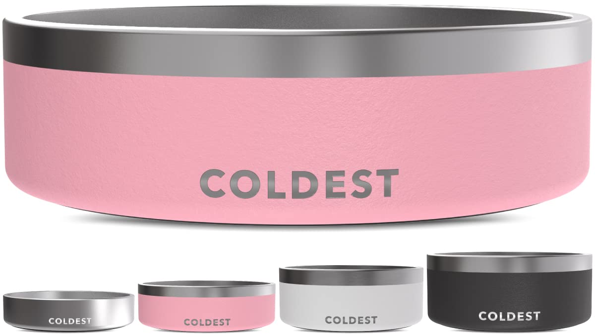 Coldest Dog Bowl - Anti Rust Metal, Non Slip, 3 Layers Insulated Stainless Steel Dog Bowls - Spill Proof & Heavy Duty - Water Bowl for Dogs, Cats & Pets, Dish Washer Safe (21 oz, Mars Red Glitter)