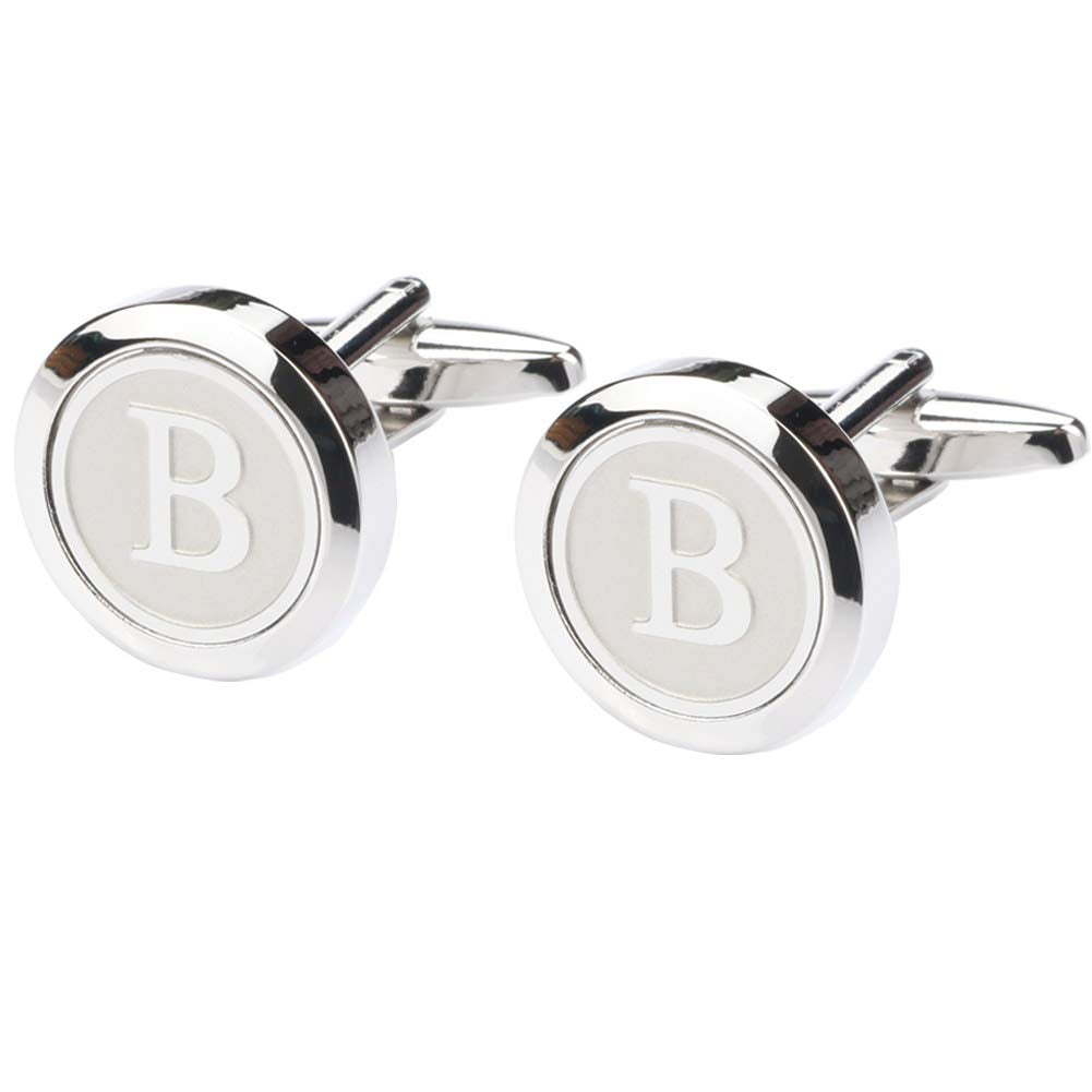 Mens Classic Stainless Steel Initial Cufflinks 26 Alphabet Initial Letter Cufflinks Business Wedding Shirts A-Z