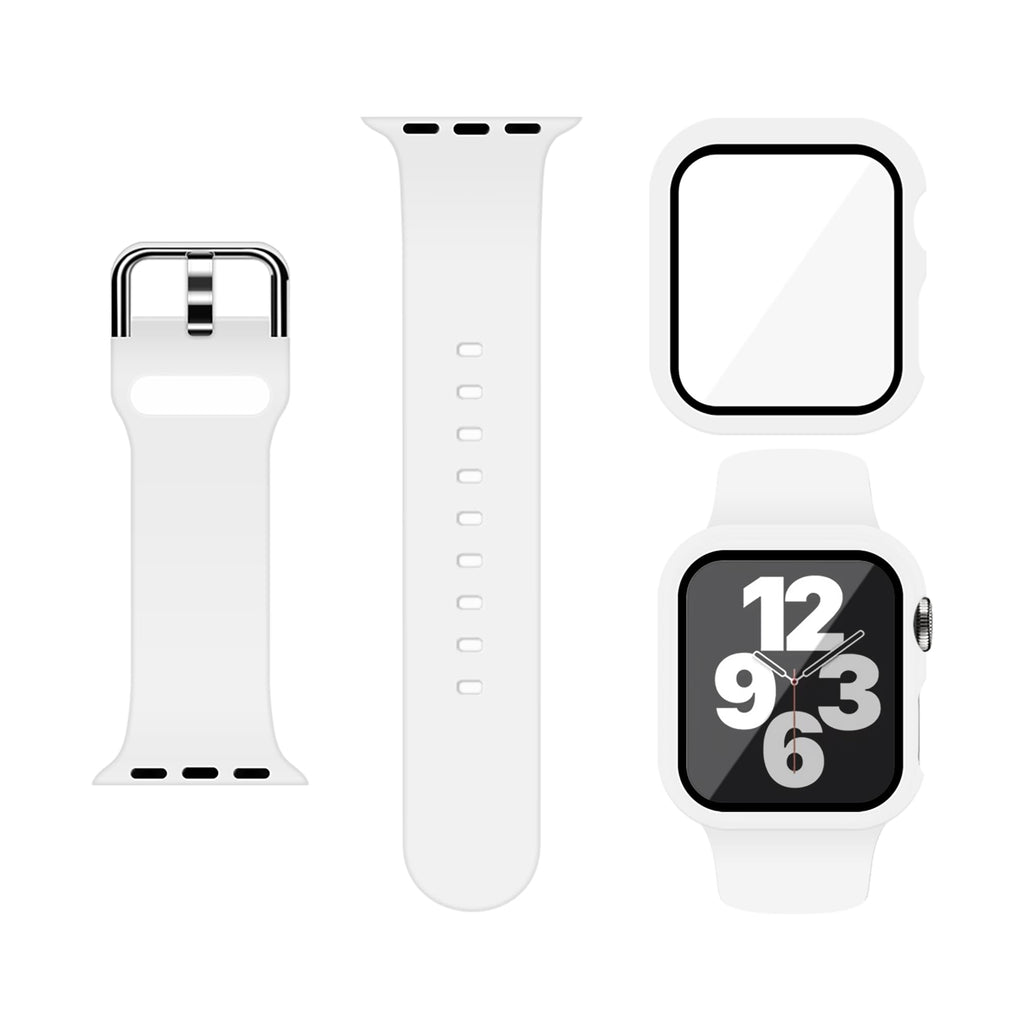 Silicone Sport Band and PC Case with Screen Protector for Apple Watch