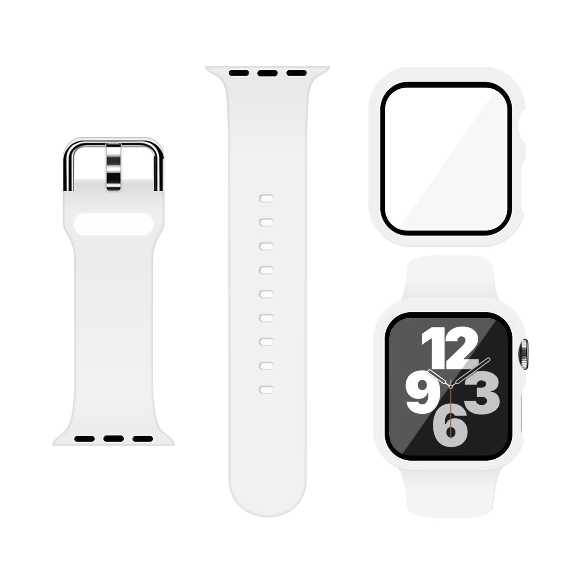 Silicone Sport Band and PC Case with Screen Protector for Apple Watch