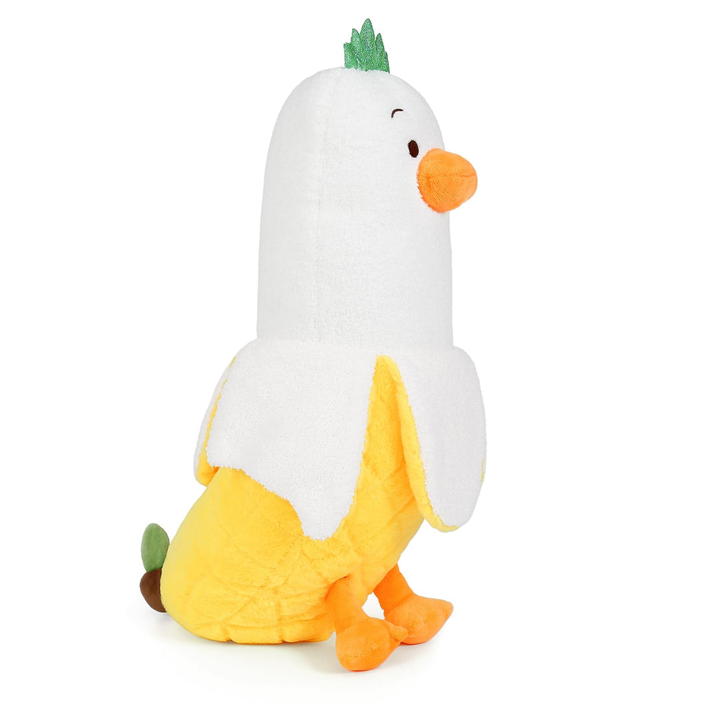 PEACH CAT Cute Banana Duck Stuffed Animal Long Banana Chef Duck Plush Pillow for Girls and Boys White 12"