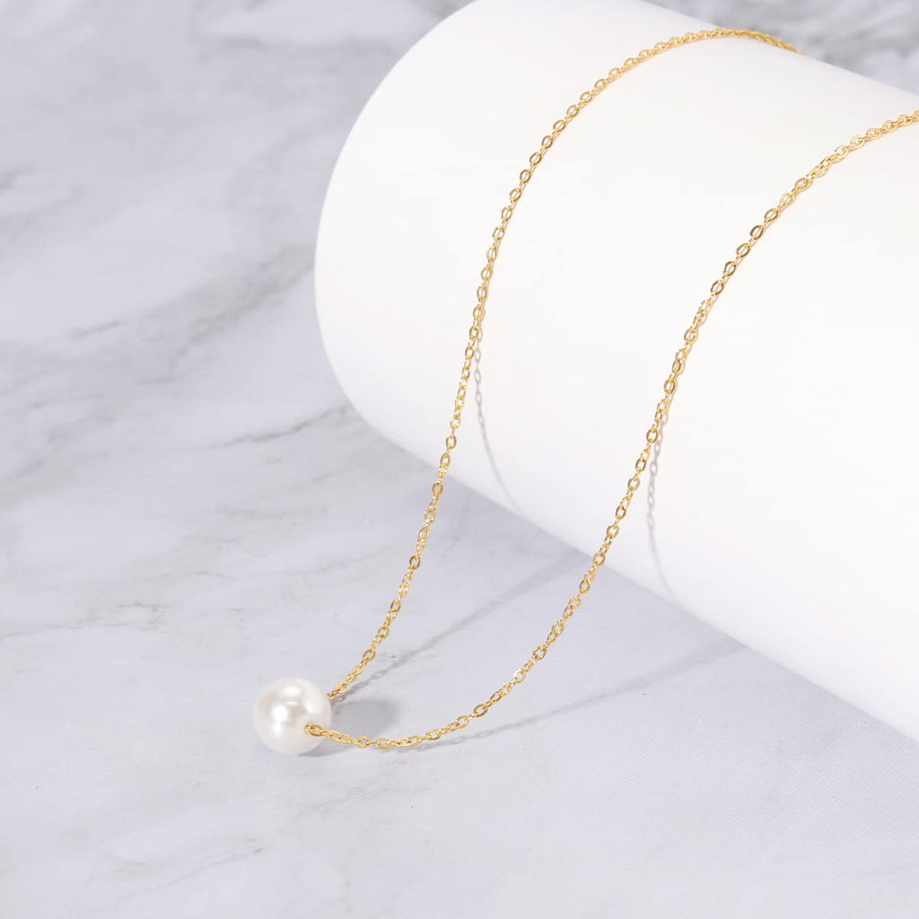 Pearl Necklaces for Women,14K Real Gold Plated Dainty Cute Pearl Necklace for Women Handmade Pearl Chain Necklace Everyday Jewelry Gift