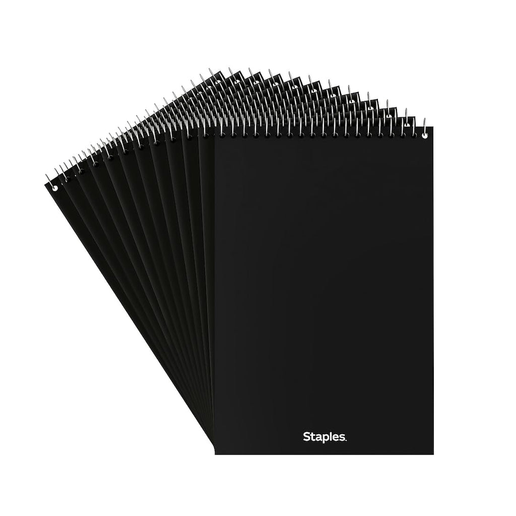 STAPLES Steno Pads, 6” x 9”, Gregg Ruled, Green Paper, 12‑Pack