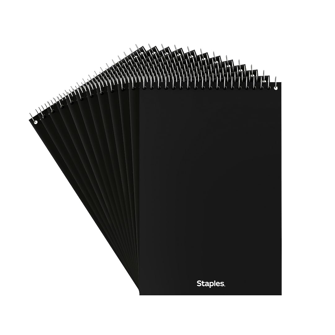 STAPLES Steno Pads, 6” x 9”, Gregg Ruled, Green Paper, 12‑Pack