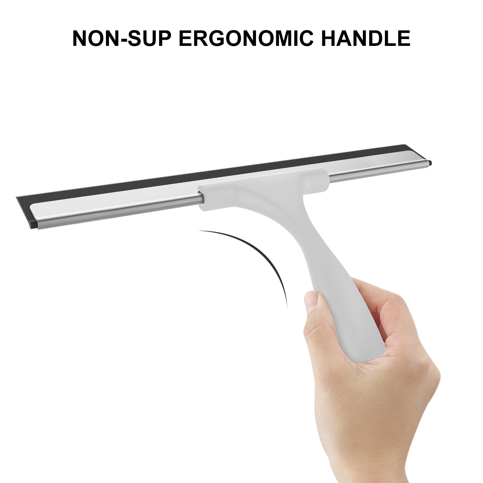SetSail Squeegee for Shower Glass Door Stainless Steel Shower Squeegee for Glass Doors All-Purpose Window Squeegee for Tile Shower Walls, Sink, Mirror, Bathroom, Car Window Cleaning 10 Inches, Balck