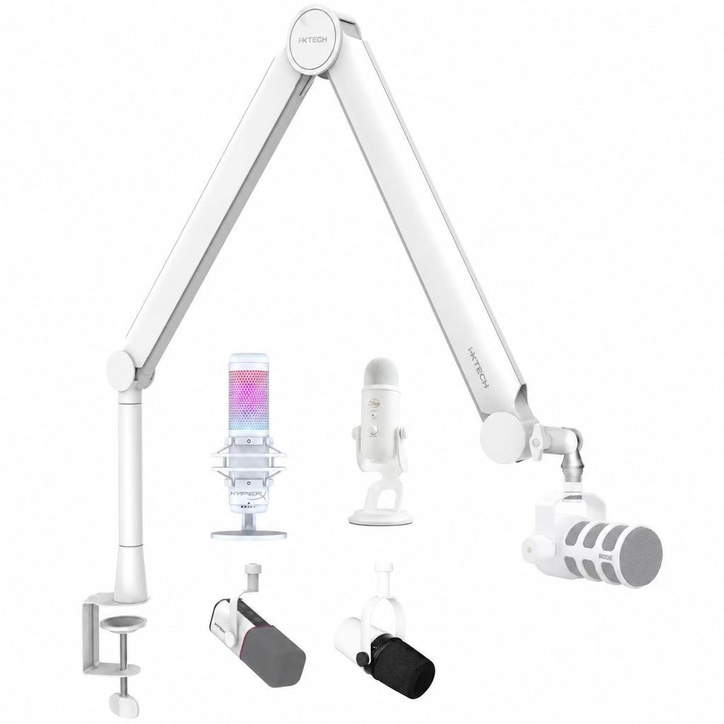 IXTECH Premium Microphone Boom Arm with Desk Mount, 360° Rotatable, Fully Adjustable, for Podcast, Video, Gaming, Radio, Studio, Recording, Sturdy and Universal VALIANT Model