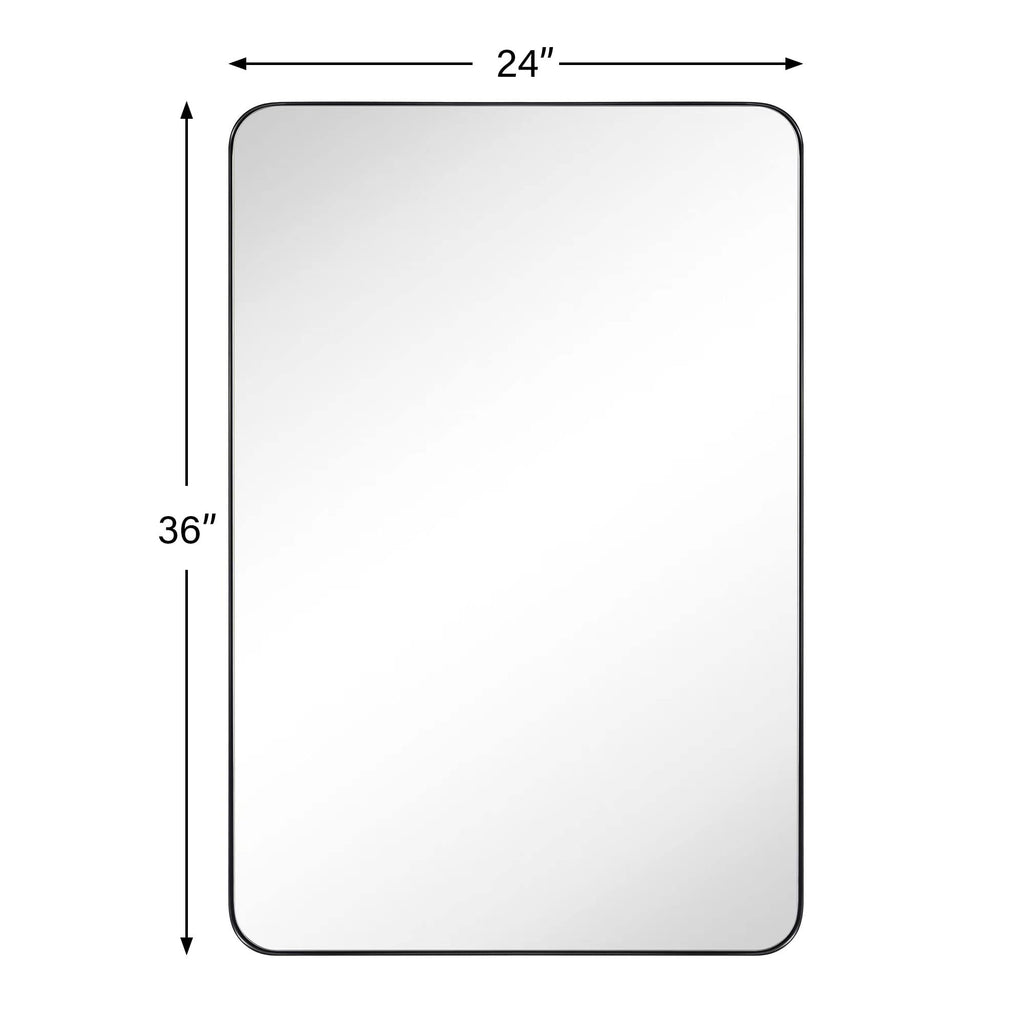 GRACTO 20x30 inch Brushed Nickel Stainless Steel Metal Framed Bathroom Mirror for Wall Mounted Rounded Rectangular Bathroom Vanity Mirror