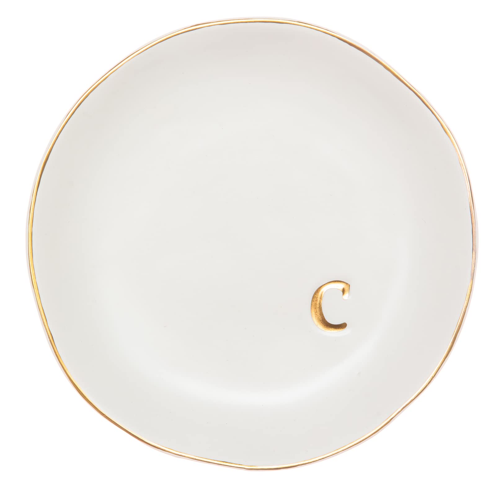 COLLECTIVE HOME - Ceramic Jewelry Tray, Decorative Trinket Dish for Rings Earrings Necklaces Bracelet Watch Keys, Birthday Mother's Day Christmas Gift for Women, 4.75", White Surface (A)