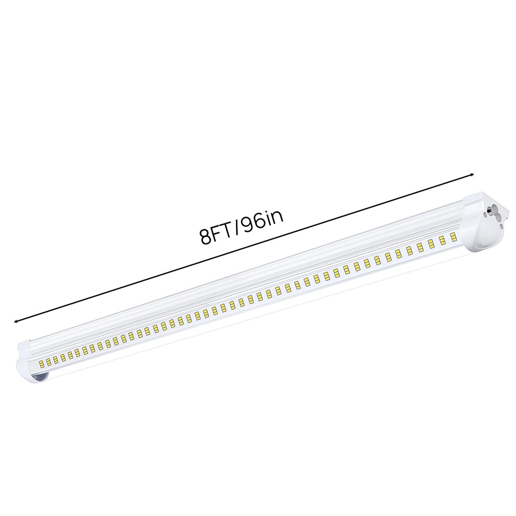 Singteam 10Pack 8Ft LED Shop Light Fixture, 100W Integrated LED Tube Light,15500LM, 6500K, Clear Cover,6 Rows V Shape 270 Degree T8 LED Lighting for Garage Warehouse Workshop Basement